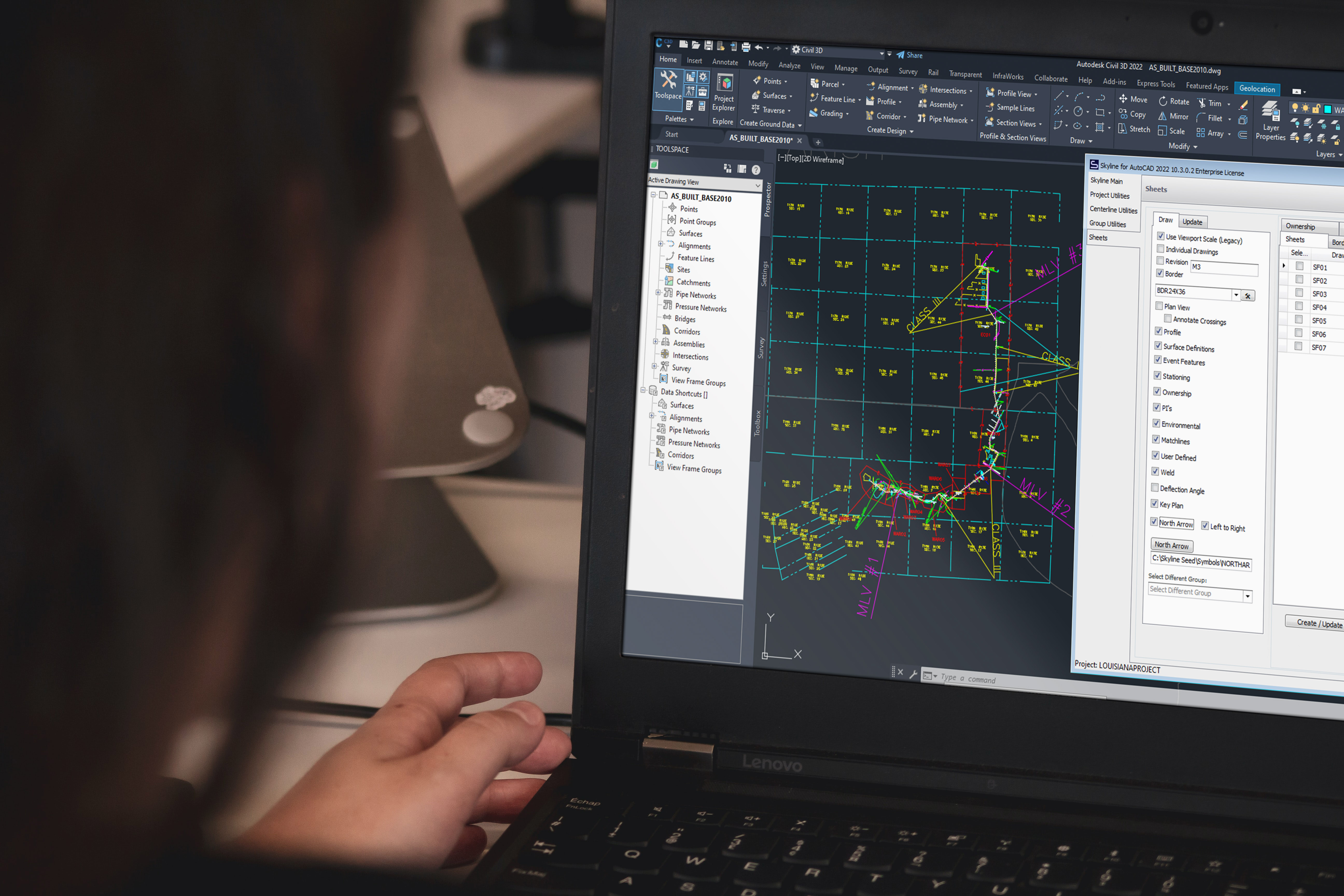 Skyline sheet settings panel in AutoCAD
